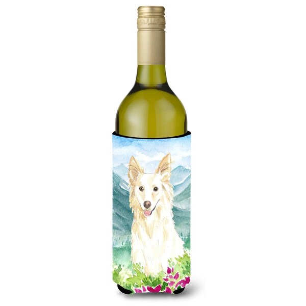 Carolines Treasures Mountian Flowers White Collie Wine Bottle Beverage Insulator Hugger - CK2514LITERK