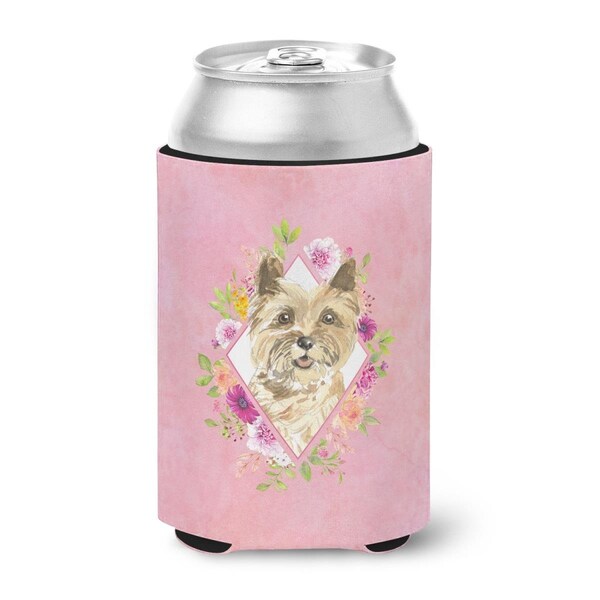 Carolines Treasures Cairn Terrier Pink Flowers Can or Bottle Hugger - CK4250CC