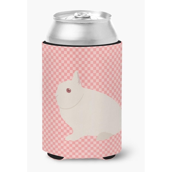 Carolines Treasures Hermelin Rabbit Pink Check Can or Bottle Hugger - BB7964CC