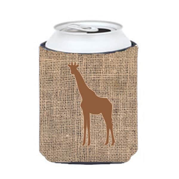 Carolines Treasures Giraffe Burlap And Brown Can Or Bottle  Hugger - BB1001-BL-BN-CC