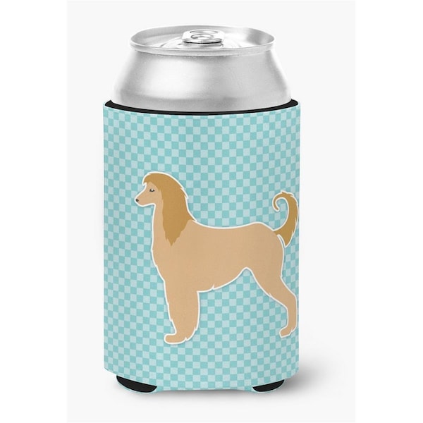 Carolines Treasures Afghan Hound Checkerboard Blue Can or Bottle Hugger - BB3706CC