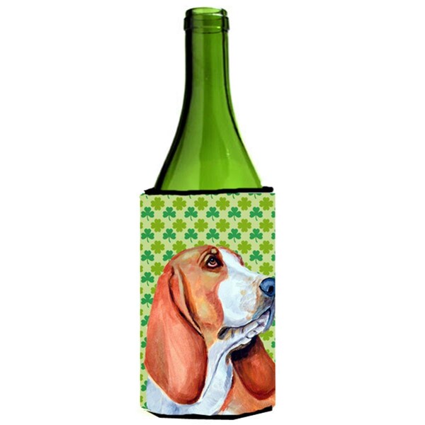 Carolines Treasures Basset Hound St. Patricks Day Shamrock Wine bottle sleeve Hugger 24 oz. - LH9197LITERK