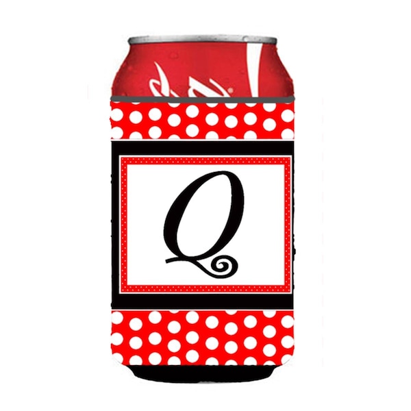 Carolines Treasures Letter Q Initial Monogram - Red Black Polka Dots Can or Bottle  Hugger - CJ1012-QCC