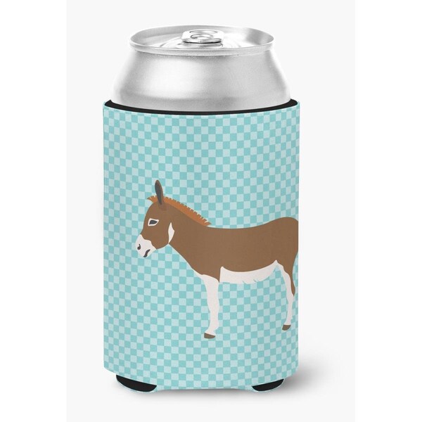 Carolines Treasures Miniature Mediterranian Donkey Blue Check Can or Bottle Hugger - BB8021CC