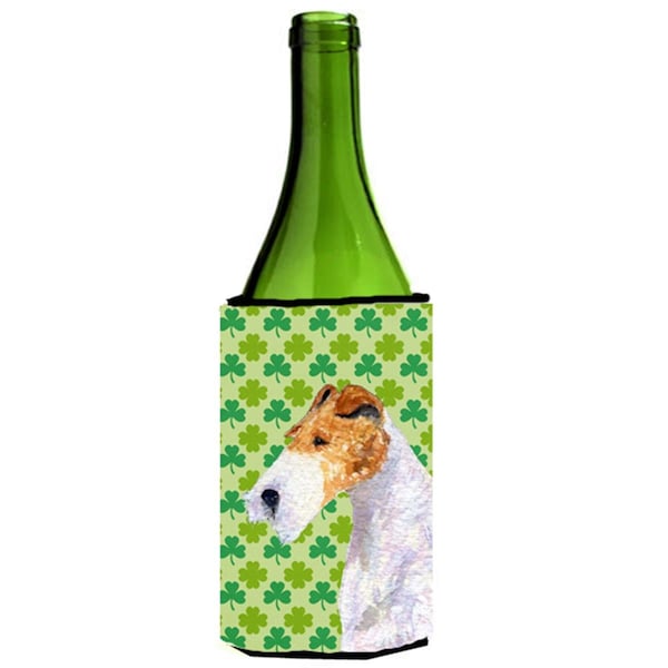 Carolines Treasures Fox Terrier St. Patricks Day Shamrock Portrait Wine bottle sleeve Hugger - 24 oz. - SS4409LITERK