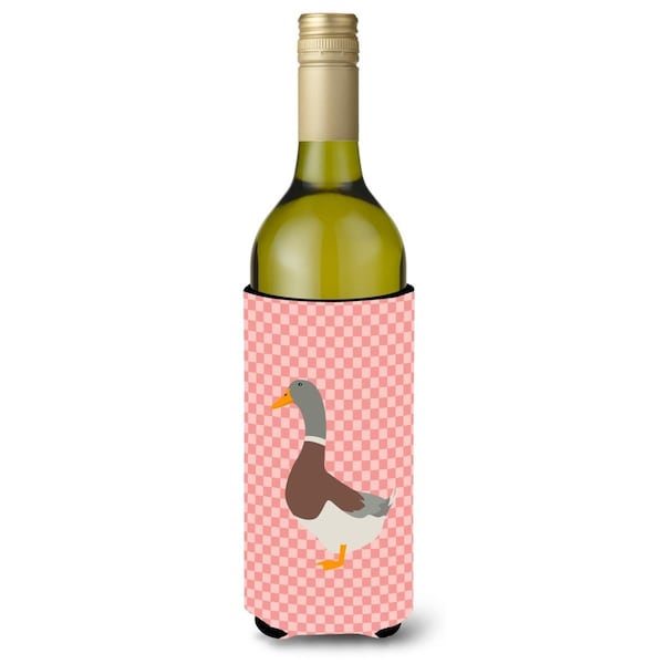 Carolines Treasures Saxony Sachsenente Duck Pink Check Wine Bottle Beverge Insulator Hugger - BB7863LITERK