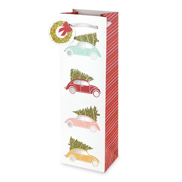 Revel Paper Christmas Tree Cars Wine Bag - 3927