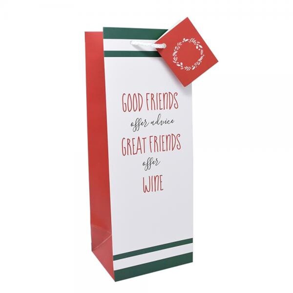Wrap-Art Wine Bag, Good Friends Offer Advice Great Friends Offer Wine - 27026
