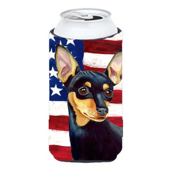 Carolines Treasures Carolines Treasures LH9004TBC USA American Flag with Min Pin Tall Boy bottle sleeve Hugger 22 to 24 oz. - LH9004TBC