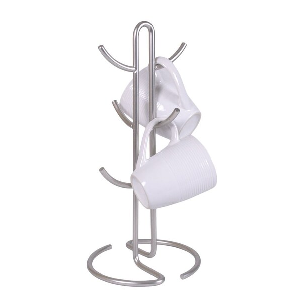 Home Basics Home Basics Simplicity Collection 6 Hook Steel Mug Tree, Satin Nickel - ZOR96186