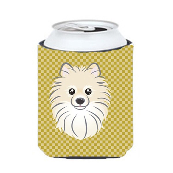 Carolines Treasures Tan Checkered Pomeranian Can or Bottle Hugger - BB1135CC
