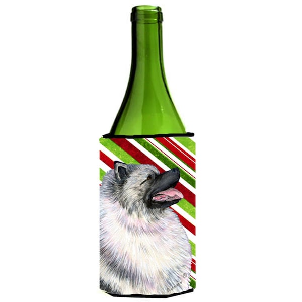 Carolines Treasures Keeshond Candy Cane Holiday Christmas Wine Bottle  Hugger - 24 oz. - SS4557LITERK
