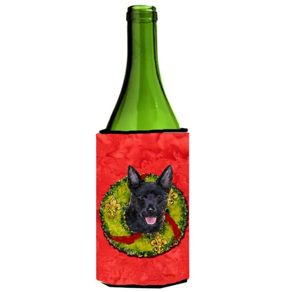 Carolines Treasures Australian Kelpie Christmas Wreath Wine bottle sleeve Hugger - 24 oz. - SS4187LITERK