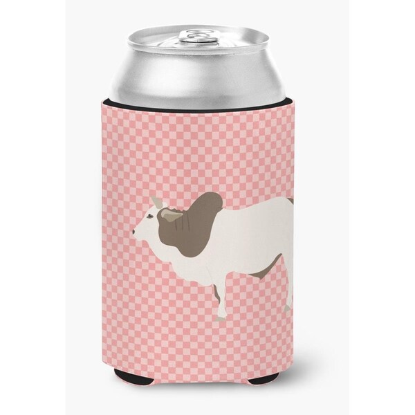 Carolines Treasures Malvi Cow Pink Check Can or Bottle Hugger - BB7830CC