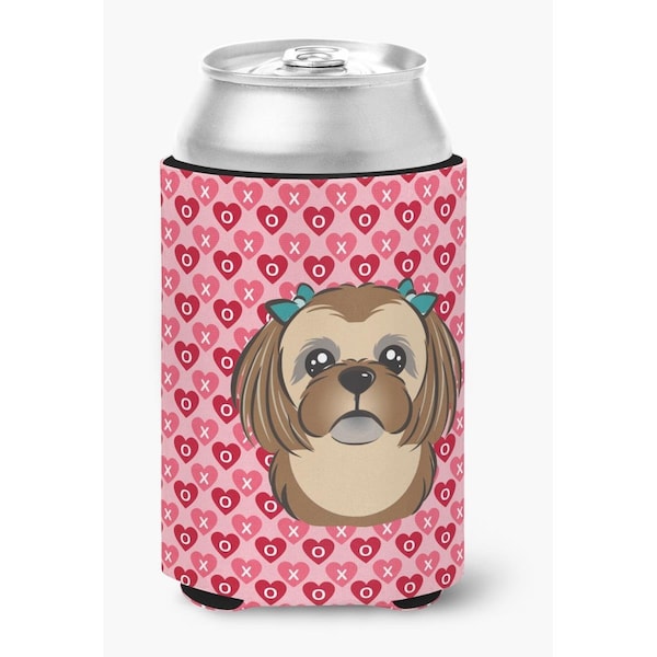 Carolines Treasures Chocolate Brown Shih Tzu Hearts Can or Bottle Hugger - BB5319CC