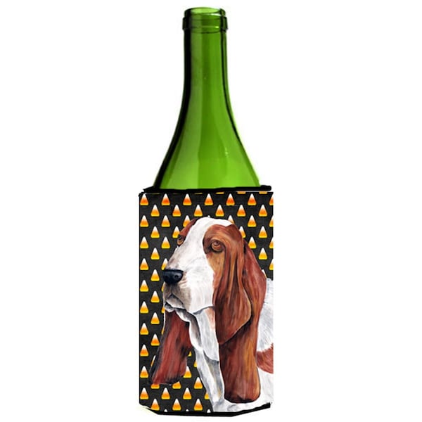 Carolines Treasures Basset Hound Candy Corn Halloween Wine Bottle Hugger - 24 oz. - SC9182LITERK