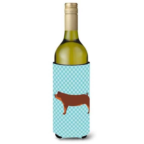 Carolines Treasures Duroc Pig Blue Check Wine Bottle Beverge Insulator Hugger - BB8116LITERK