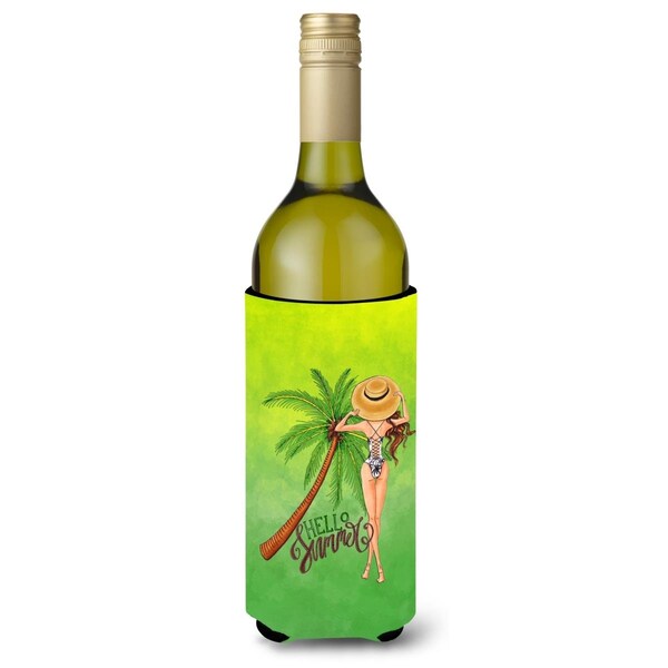 Carolines Treasures Hello Summer Lady in Swimsuit Wine Bottle Beverge Insulator Hugger - BB7452LITERK
