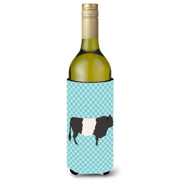 Carolines Treasures Belted Galloway Cow Blue Check Wine Bottle Beverge Insulator Hugger - BB8005LITERK
