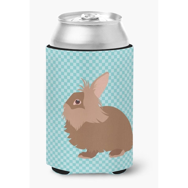 Carolines Treasures Lionhead Rabbit Blue Check Can or Bottle Hugger - BB8134CC