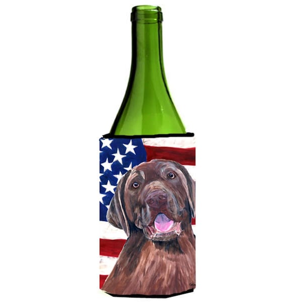 Carolines Treasures Usa American Flag With Labrador Wine bottle sleeve Hugger - 24 oz. - SC9029LITERK