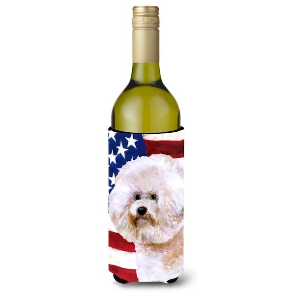 Carolines Treasures Bichon Frise No.2 Patriotic Wine Bottle Beverge Insulator Hugger - BB9705LITERK