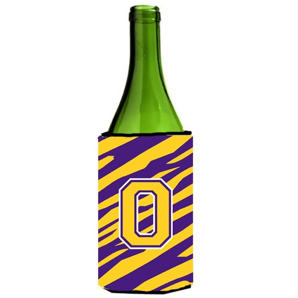 Carolines Treasures Tiger Stripe - Purple Gold Monogram Initial O Wine Bottle  Hugger - CJ1022-OLITERK