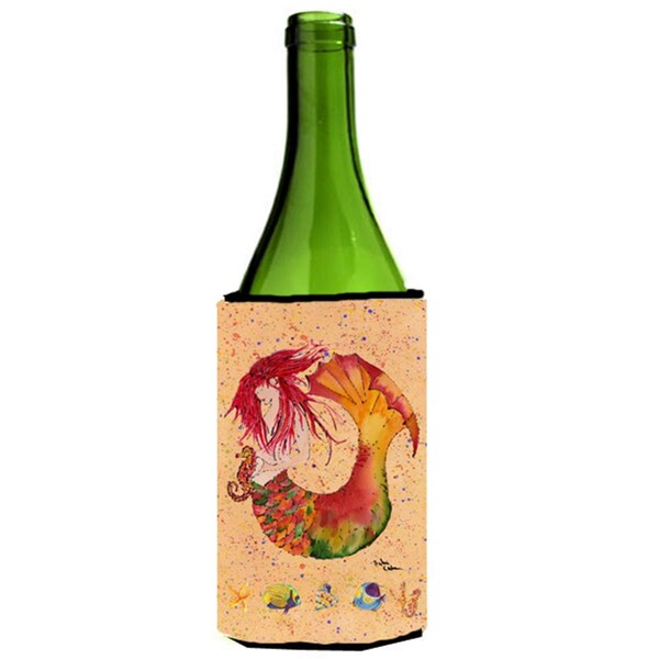 Carolines Treasures Red Headed Ginger Mermaid On Coral Wine Bottle  Hugger - 24 oz. - 8339LITERK