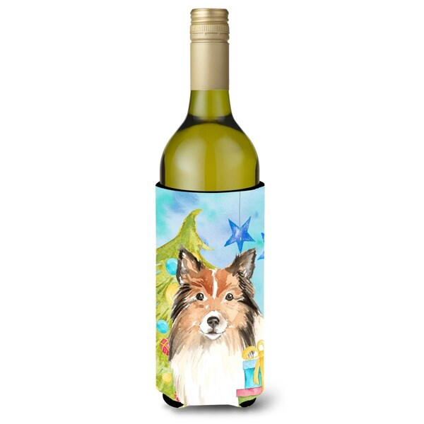 Carolines Treasures Christmas Tree Sheltie Wine Bottle Beverge Insulator Hugger - CK1864LITERK