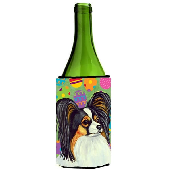 Carolines Treasures Papillon Easter Eggtravaganza Wine Bottle   Hugger - 24 oz. - LH9435LITERK