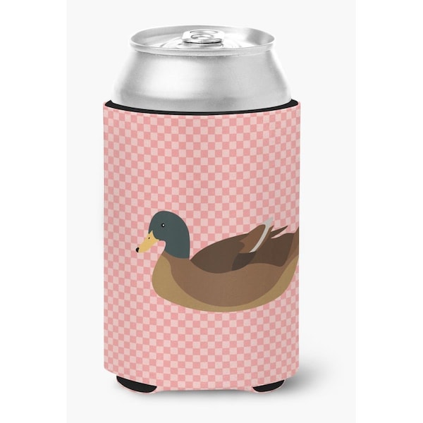 Carolines Treasures Khaki Campbell Duck Pink Check Can or Bottle Hugger - BB7866CC