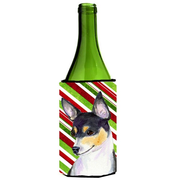 Carolines Treasures Chihuahua Candy Cane Holiday Christmas Wine bottle sleeve Hugger - 24 oz. - SS4587LITERK