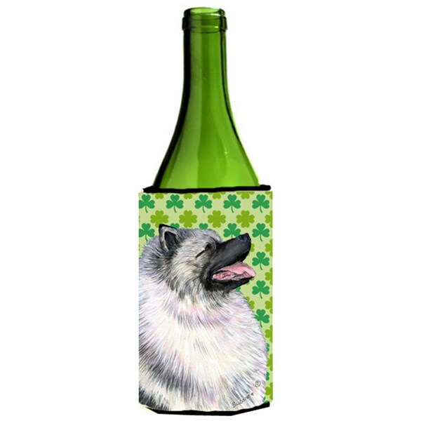 Carolines Treasures Keeshond St. Patricks Day Shamrock Portrait Wine bottle sleeve Hugger - 24 oz. - SS4419LITERK