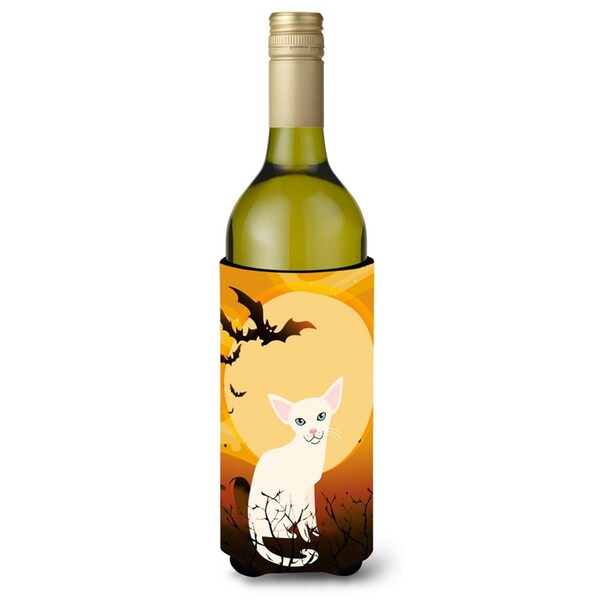 Carolines Treasures Halloween Foreign White Cat Wine Bottle Beverge Insulator Hugger - BB4445LITERK