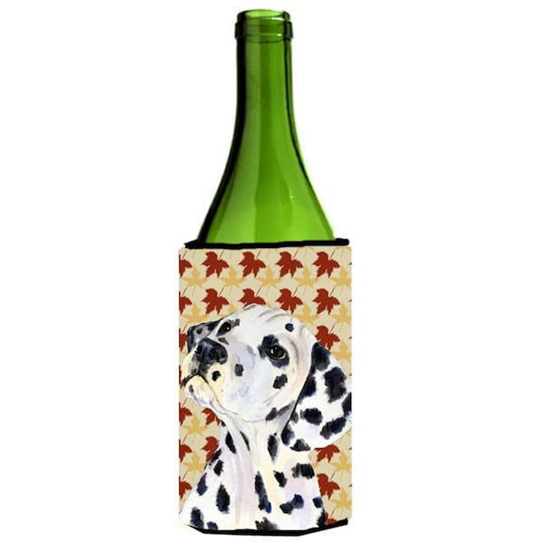 Carolines Treasures Dalmatian Fall Leaves Portrait Wine Bottle   Hugger - SS4364LITERK