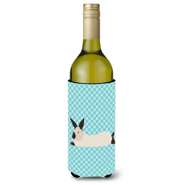 Carolines Treasures California White Rabbit Blue Check Wine Bottle Beverge Insulator Hugger - BB8141LITERK