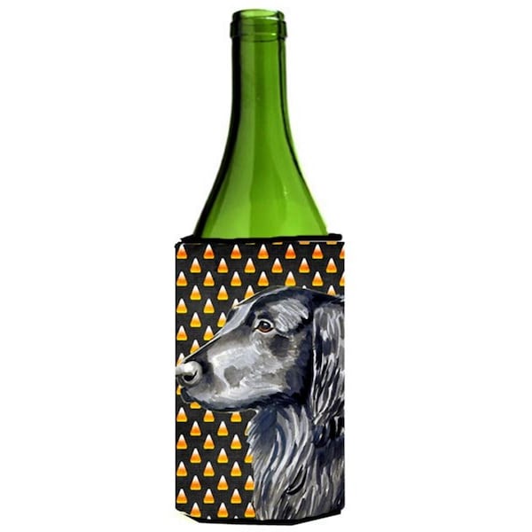 Carolines Treasures Flat Coated Retriever Candy Corn Halloween Portrait Wine bottle sleeve Hugger - 24 oz. - LH9062LITERK