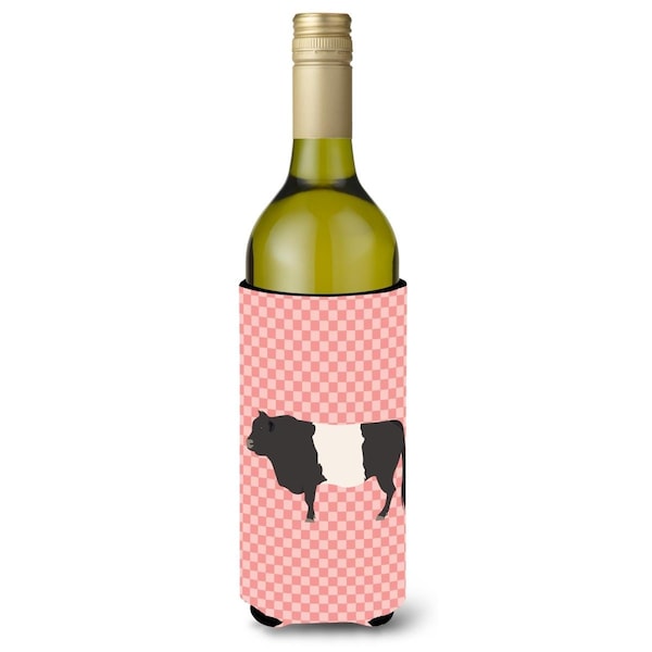 Carolines Treasures Belted Galloway Cow Pink Check Wine Bottle Beverge Insulator Hugger - BB7831LITERK