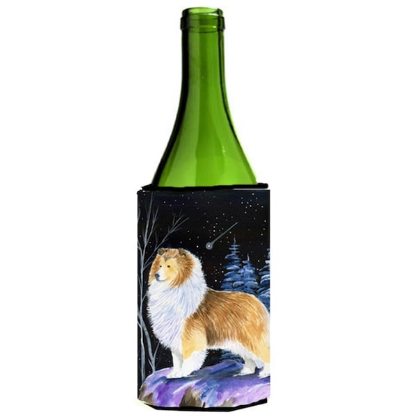 Carolines Treasures Starry Night Sheltie Wine bottle sleeve Hugger - 24 oz. - SS8368LITERK