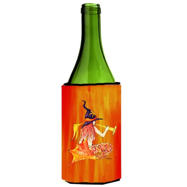 Carolines Treasures Mermaid in Witches Hat Halloween Wine bottle sleeve Hugger 24 oz. - 8629LITERK