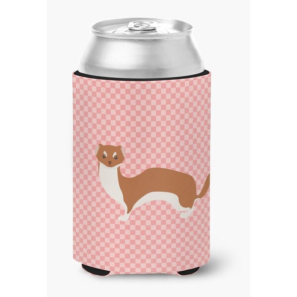 Carolines Treasures Weasel Pink Check Can or Bottle Hugger - BB7870CC
