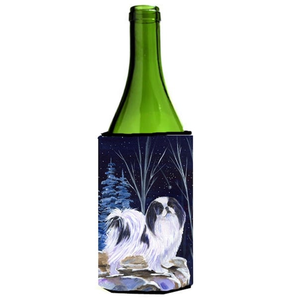 Carolines Treasures Starry Night Japanese Chin Wine bottle sleeve Hugger - 24 oz. - SS8374LITERK