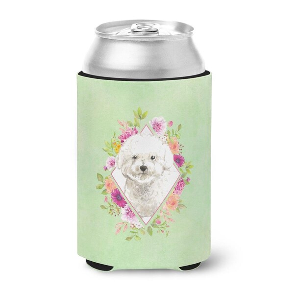 Carolines Treasures Bichon Frise Green Flowers Can or Bottle Hugger - CK4423CC