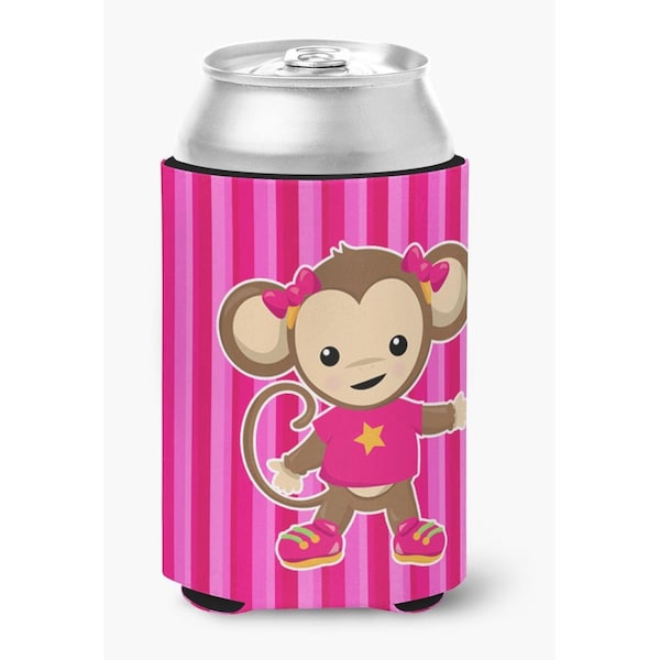Carolines Treasures Monkey on Pink Stripes Can or Bottle Hugger - BB7020CC