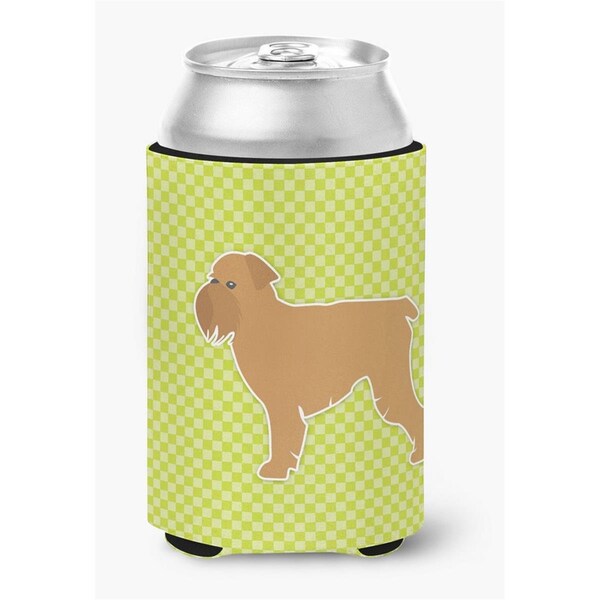 Carolines Treasures Brussels Griffon Checkerboard Green Can or Bottle Hugger - BB3840CC