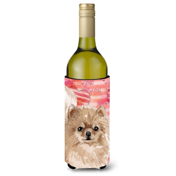 Carolines Treasures Pomeranian Love Wine Bottle Beverge Insulator Hugger - BB9495LITERK