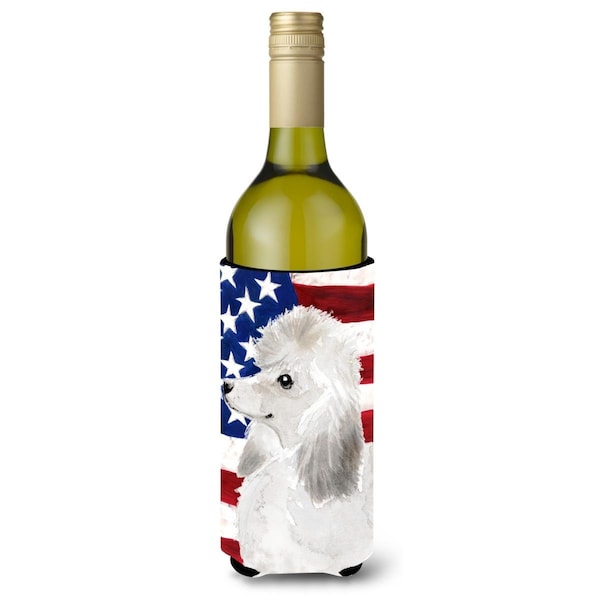 Carolines Treasures White Standard Poodle Patriotic Wine Bottle Beverge Insulator Hugger - BB9386LITERK