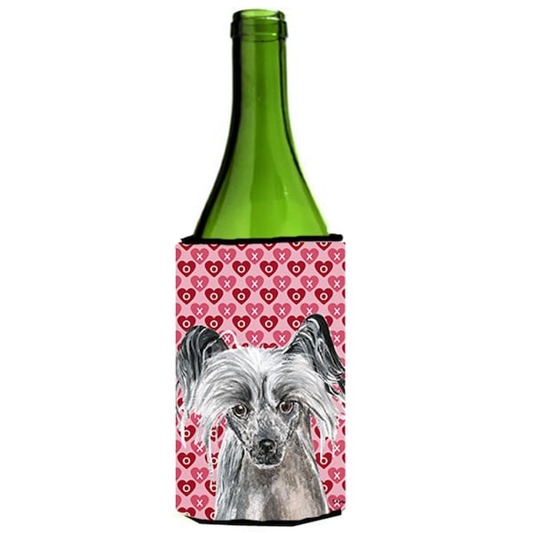 Carolines Treasures Chinese Crested Valentines Love Wine bottle sleeve Hugger 24 oz. - SC9564LITERK