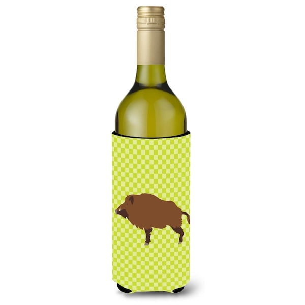 Carolines Treasures Wild Boar Pig Green Wine Bottle Beverge Insulator Hugger - BB7762LITERK