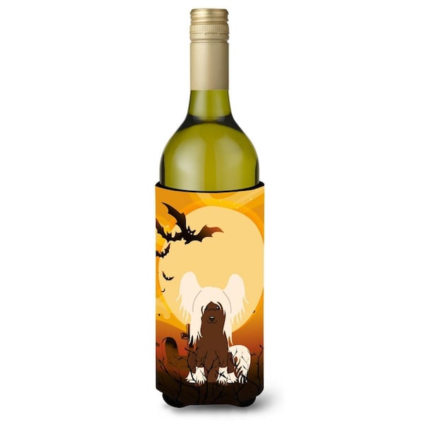 Carolines Treasures Halloween Chinese Crested Cream Wine Bottle Beverge Insulator Hugger - BB4379LITERK
